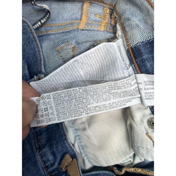 Zara Jeans Womens 4 Distressed Denim Jeans Medium Rise Relaxed Fit Straight Leg - Picture 15 of 16